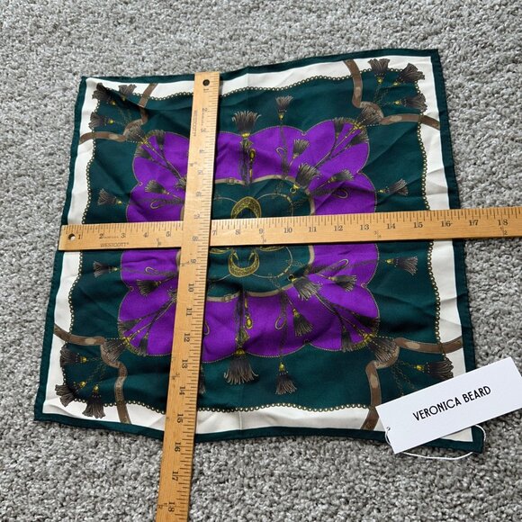 NWT Veronica Beard Print Scarf Women's Green Purple Cream - Picture 4 of 6